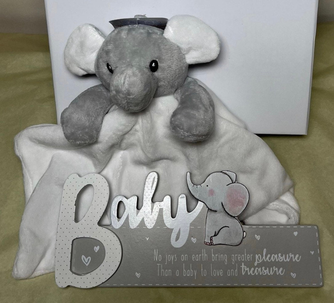 Baby Gift Box Elephant Themed - Blue/ Grey/ Pink