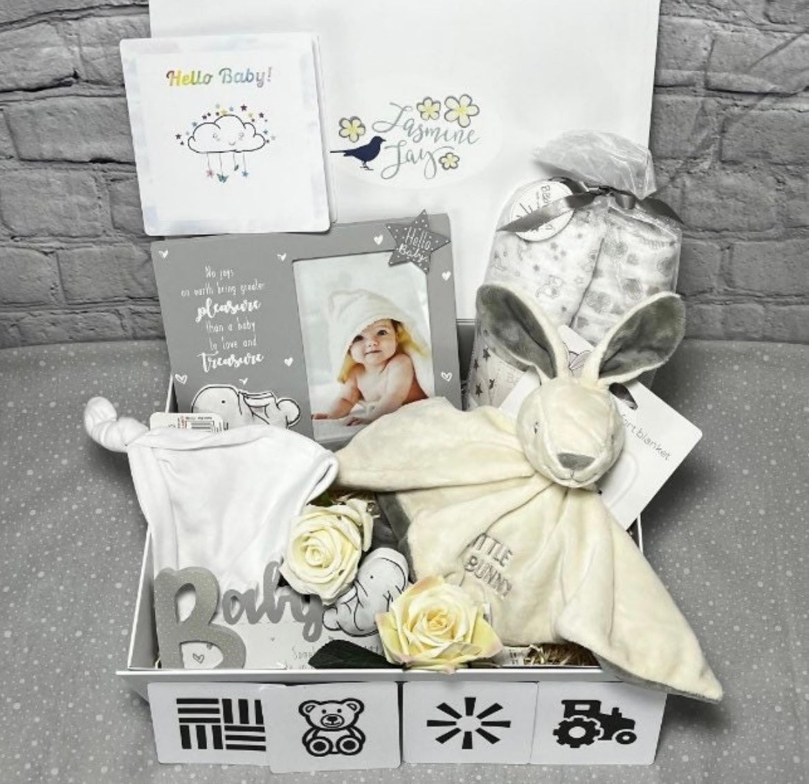 Baby Gift Hamper Bunny Themed Blue/ Grey/ Pink