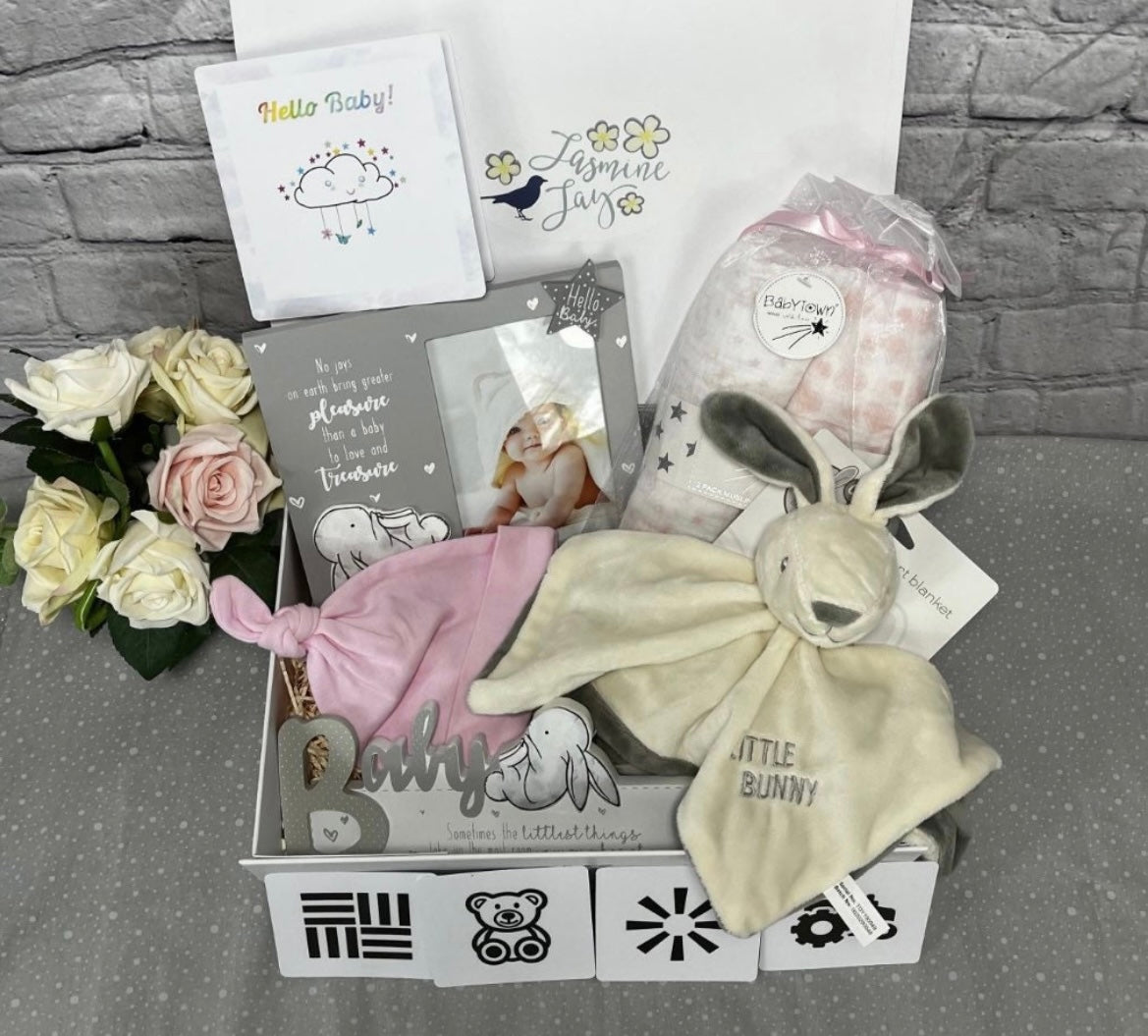 Baby Gift Hamper Bunny Themed Blue/ Grey/ Pink