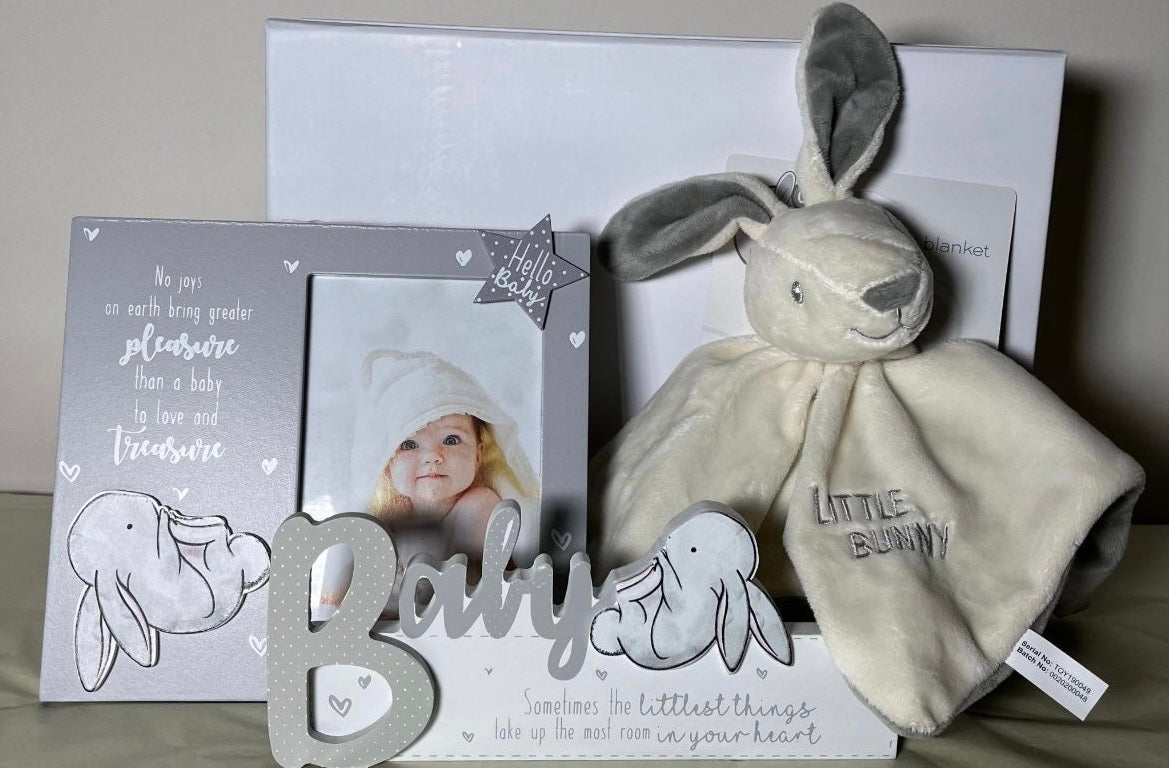 Baby Gift Hamper Bunny Themed Blue/ Grey/ Pink